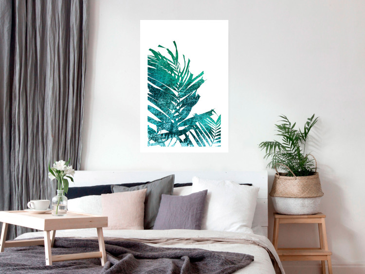 Wall Poster Emerald Palm - green palm tree leaves on a white background 122316 additionalImage 4