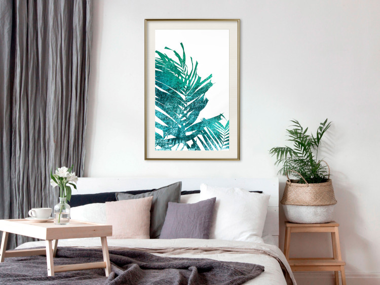 Wall Poster Emerald Palm - green palm tree leaves on a white background 122316 additionalImage 23