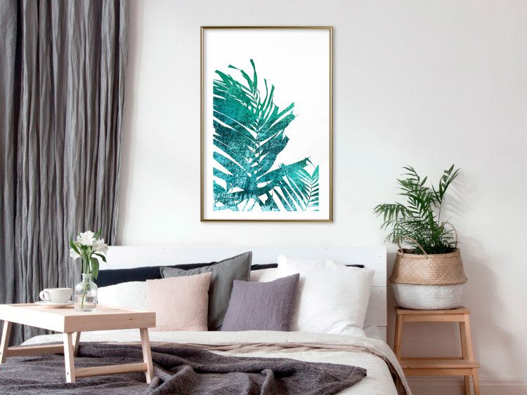Wall Poster Emerald Palm - green palm tree leaves on a white background 122316 additionalImage 15