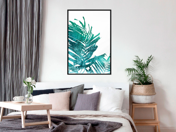 Wall Poster Emerald Palm - green palm tree leaves on a white background 122316 additionalImage 3