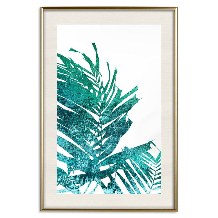 Wall Poster Emerald Palm - green palm tree leaves on a white background 122316 additionalImage 24
