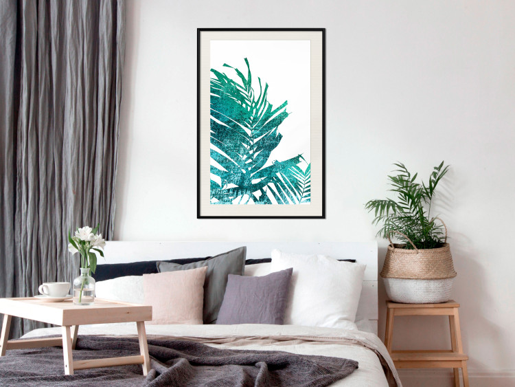 Wall Poster Emerald Palm - green palm tree leaves on a white background 122316 additionalImage 22