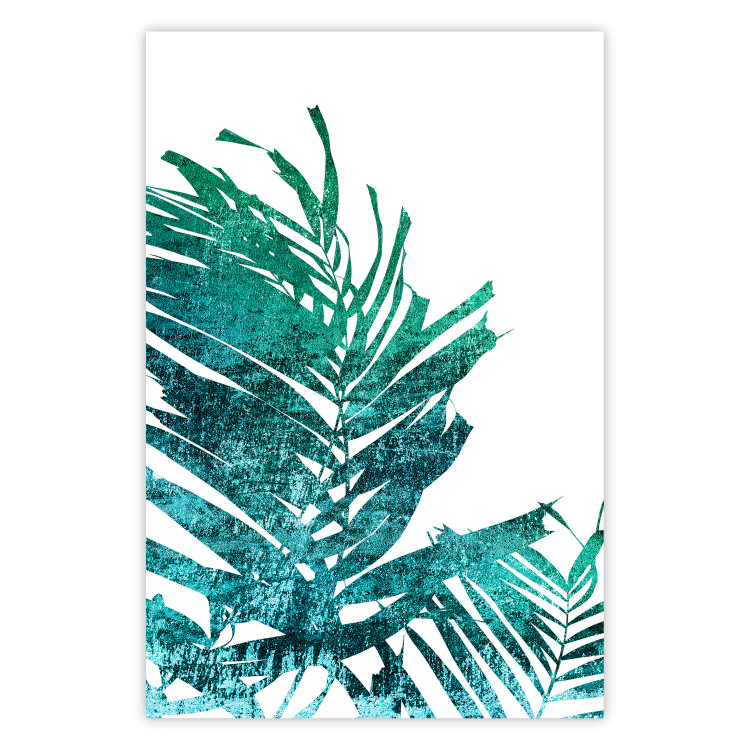 Wall Poster Emerald Palm - green palm tree leaves on a white background 122316