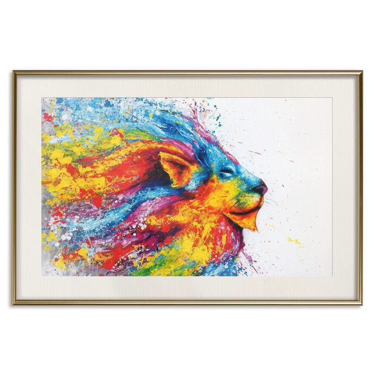 Poster Lion in Colors - abstract colorful animal in artistic motif 127816 additionalImage 20