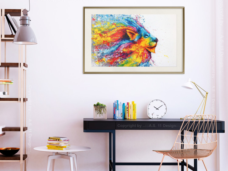 Poster Lion in Colors - abstract colorful animal in artistic motif 127816 additionalImage 22