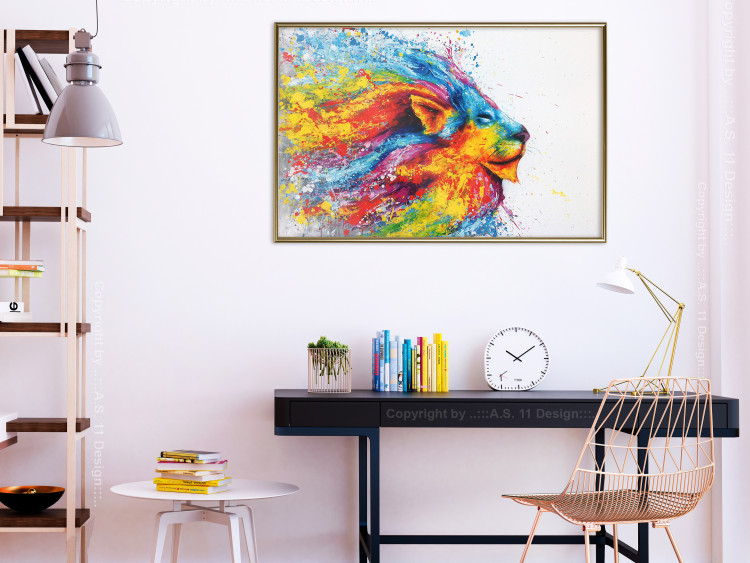 Poster Lion in Colors - abstract colorful animal in artistic motif 127816 additionalImage 5