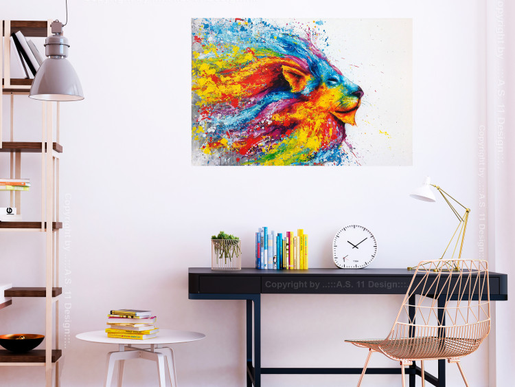 Poster Lion in Colors - abstract colorful animal in artistic motif 127816 additionalImage 2