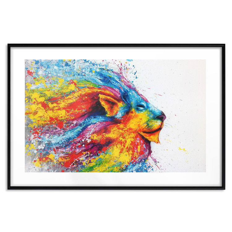 Poster Lion in Colors - abstract colorful animal in artistic motif 127816 additionalImage 17
