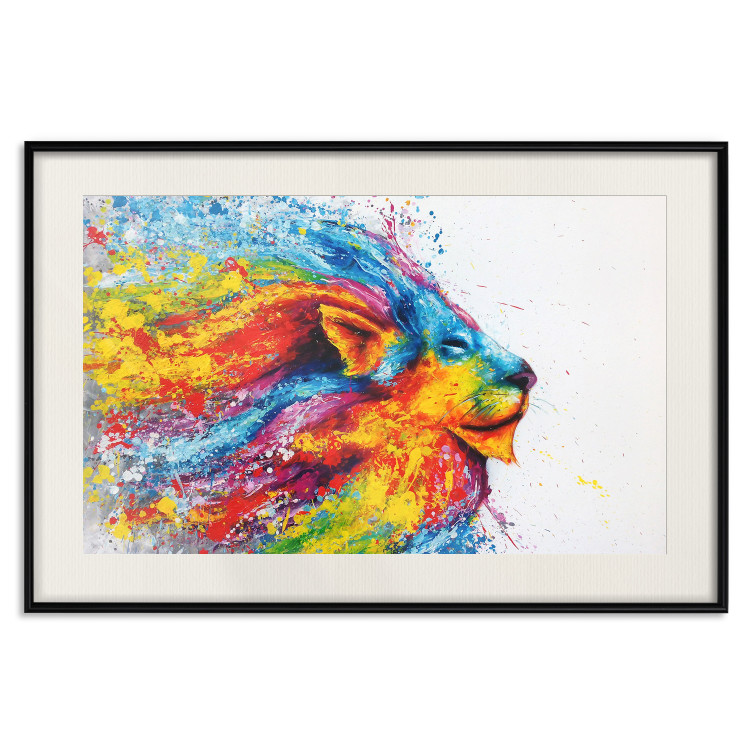 Poster Lion in Colors - abstract colorful animal in artistic motif 127816 additionalImage 19