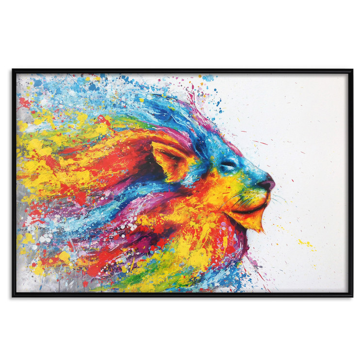 Poster Lion in Colors - abstract colorful animal in artistic motif 127816 additionalImage 16