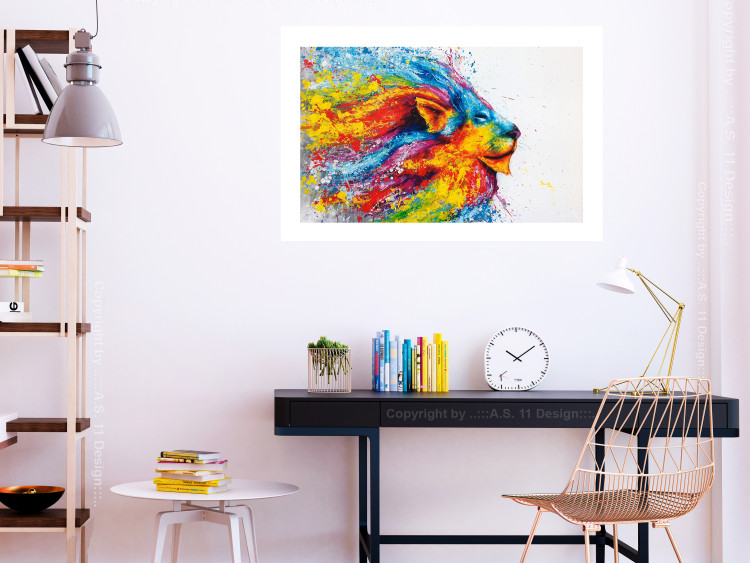 Poster Lion in Colors - abstract colorful animal in artistic motif 127816 additionalImage 3