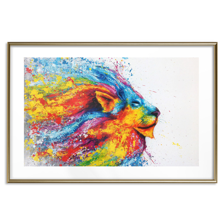 Poster Lion in Colors - abstract colorful animal in artistic motif 127816 additionalImage 16