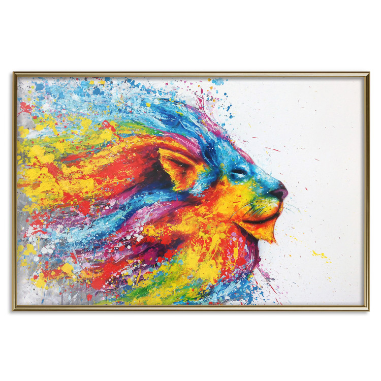 Poster Lion in Colors - abstract colorful animal in artistic motif 127816 additionalImage 21