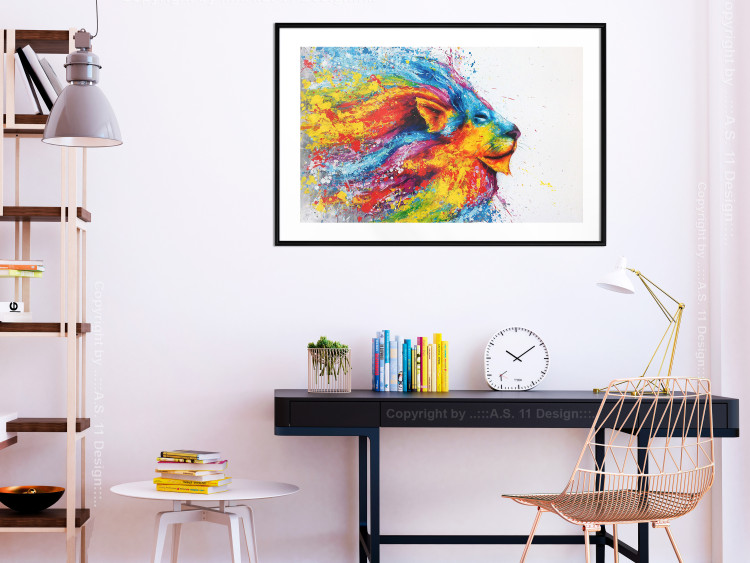 Poster Lion in Colors - abstract colorful animal in artistic motif 127816 additionalImage 18