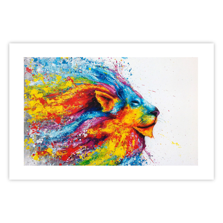 Poster Lion in Colors - abstract colorful animal in artistic motif 127816 additionalImage 25
