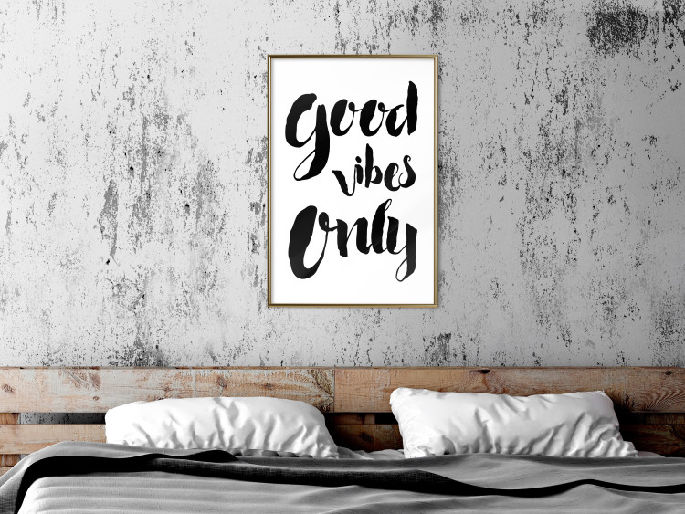 Poster Good Vibes Only - black and white typographic composition in English 128916 additionalImage 13