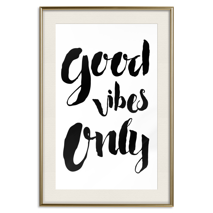 Poster Good Vibes Only - black and white typographic composition in English 128916 additionalImage 20