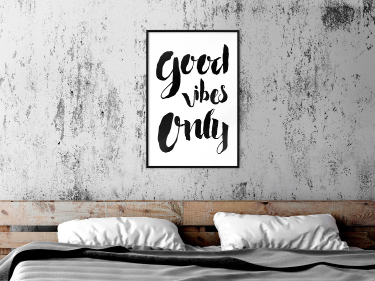 Poster Good Vibes Only - black and white typographic composition in English 128916 additionalImage 12