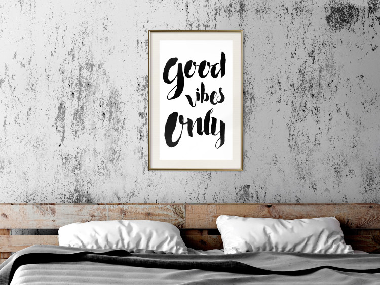 Poster Good Vibes Only - black and white typographic composition in English 128916 additionalImage 22