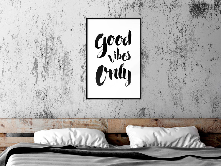 Poster Good Vibes Only - black and white typographic composition in English 128916 additionalImage 23