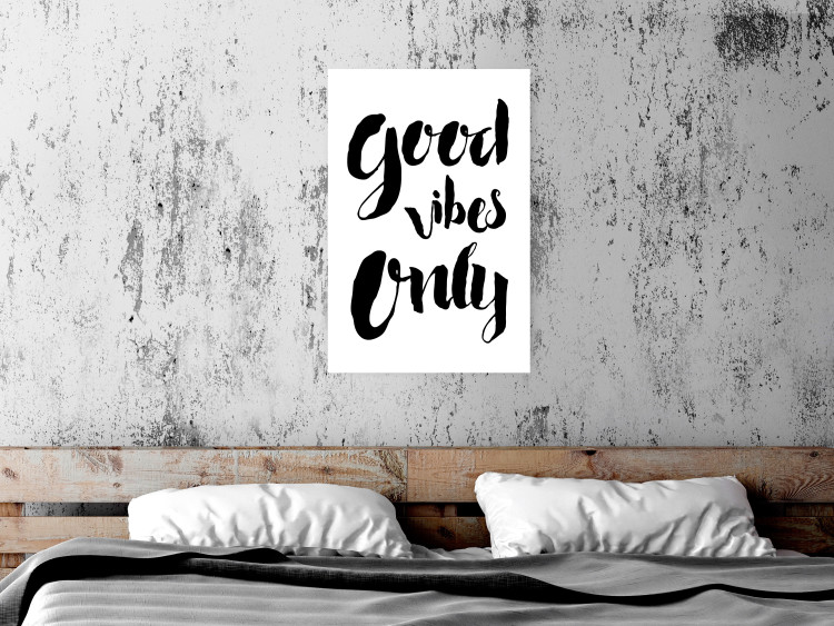 Poster Good Vibes Only - black and white typographic composition in English 128916 additionalImage 3