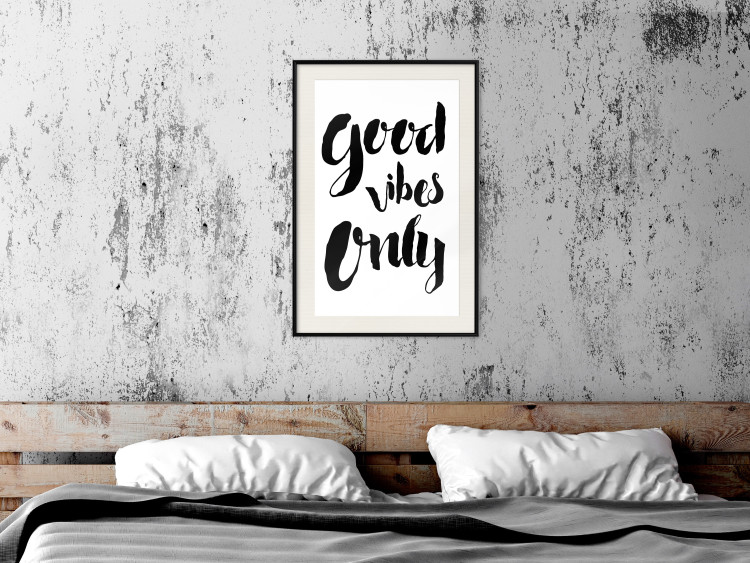 Poster Good Vibes Only - black and white typographic composition in English 128916 additionalImage 24