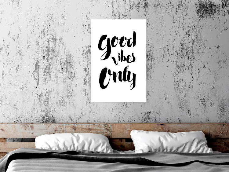Poster Good Vibes Only - black and white typographic composition in English 128916 additionalImage 14