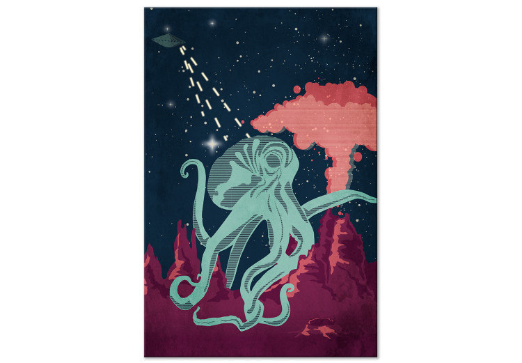 Canvas Art Print Cosmic Octopus (1-part) vertical - abstract composition 129116