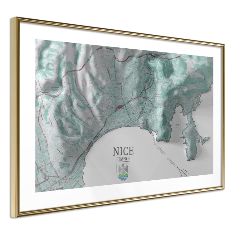 Wall Poster Green Nice - map of part of France with marked streets and mountains 131816 additionalImage 4
