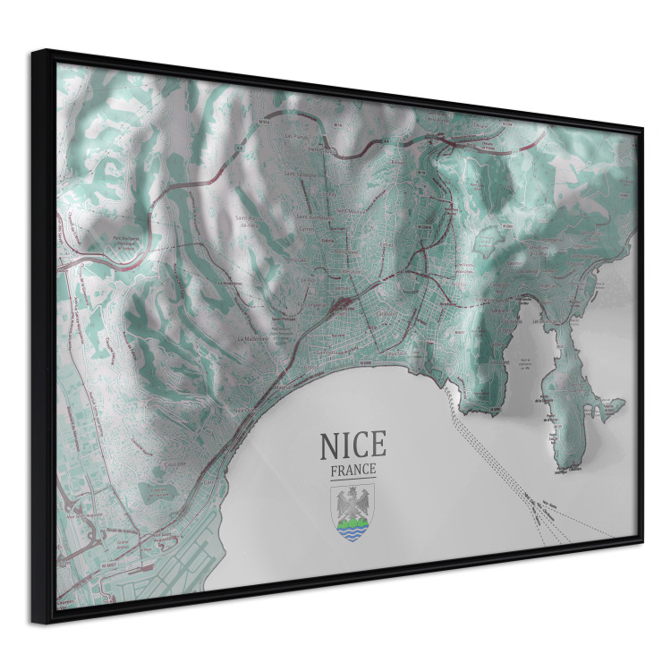 Wall Poster Green Nice - map of part of France with marked streets and mountains 131816 additionalImage 5