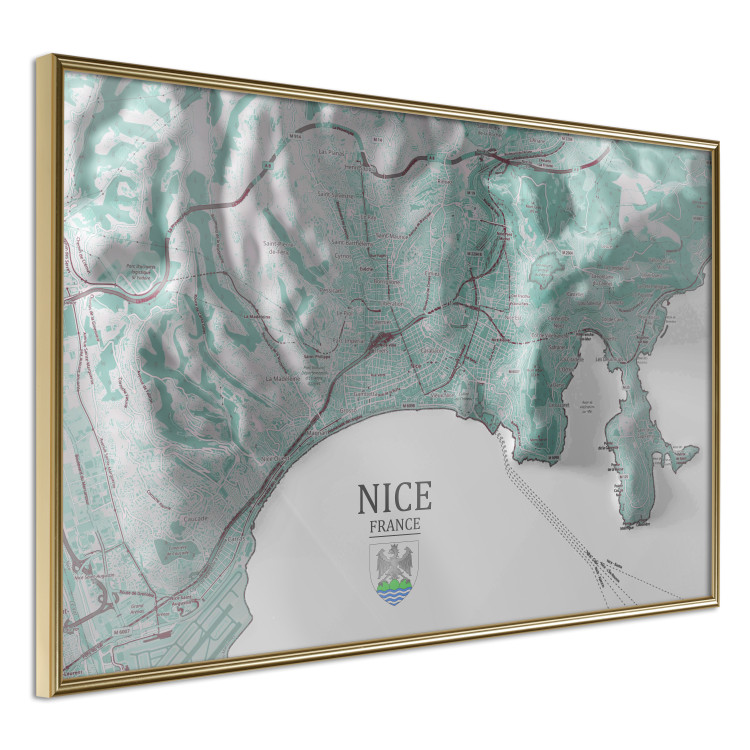 Wall Poster Green Nice - map of part of France with marked streets and mountains 131816 additionalImage 8