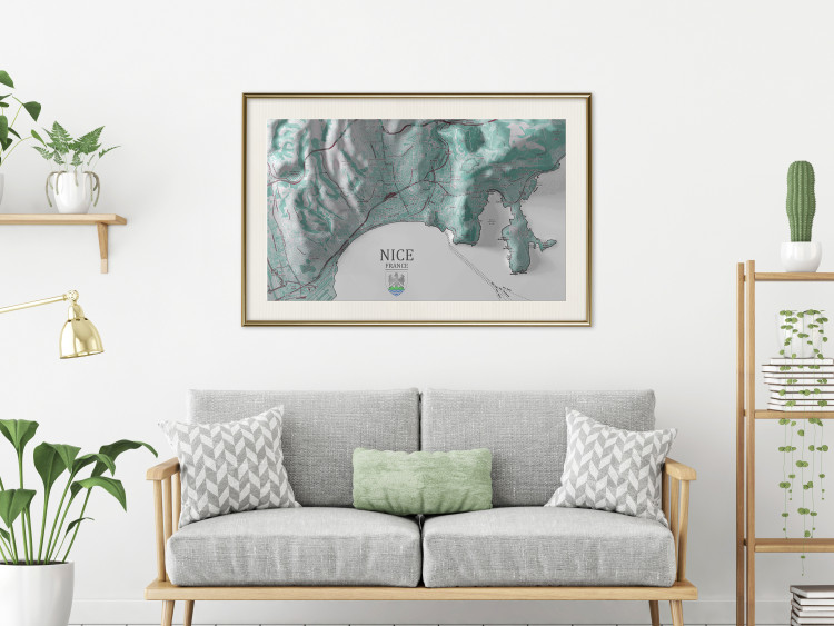 Wall Poster Green Nice - map of part of France with marked streets and mountains 131816 additionalImage 22
