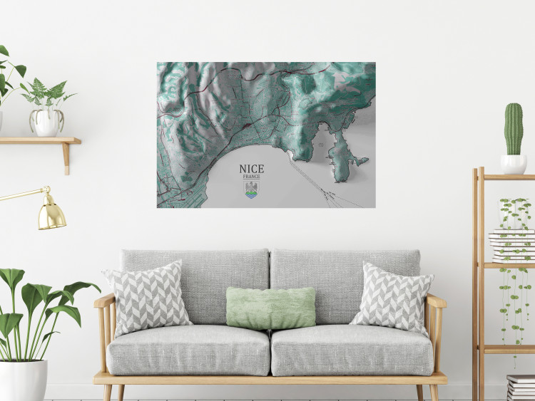 Wall Poster Green Nice - map of part of France with marked streets and mountains 131816 additionalImage 11