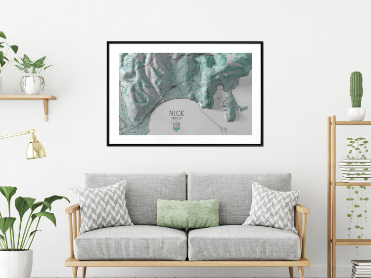 Wall Poster Green Nice - map of part of France with marked streets and mountains 131816 additionalImage 23