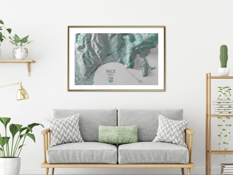 Wall Poster Green Nice - map of part of France with marked streets and mountains 131816 additionalImage 15