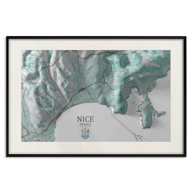 Wall Poster Green Nice - map of part of France with marked streets and mountains 131816 additionalImage 19