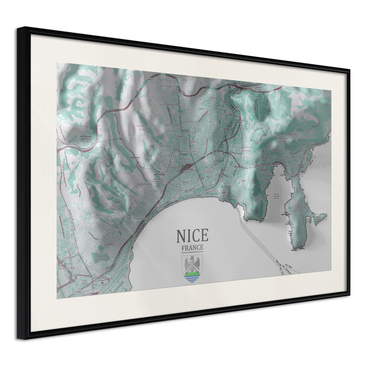 Wall Poster Green Nice - map of part of France with marked streets and mountains 131816 additionalImage 3