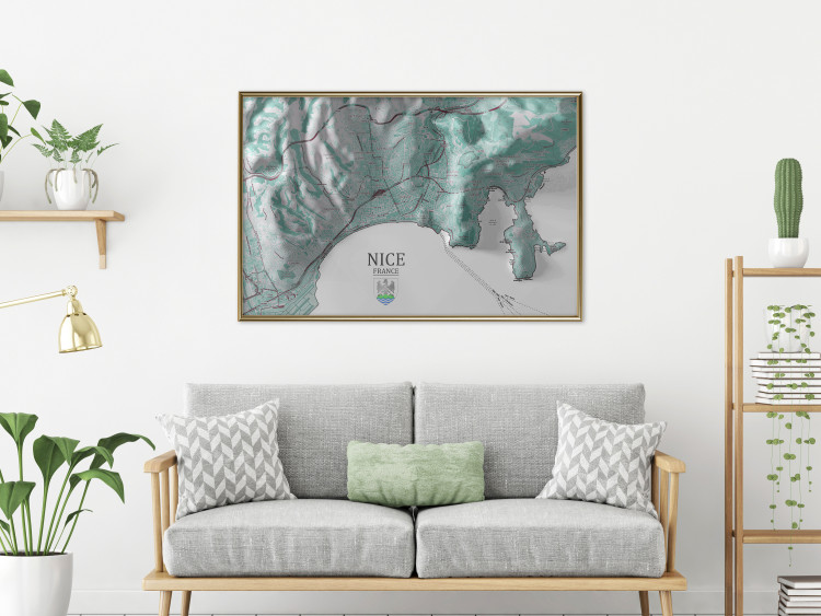 Wall Poster Green Nice - map of part of France with marked streets and mountains 131816 additionalImage 10