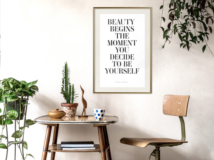 Wall Poster Where Beauty Begins - black English quote on a white background 134216 additionalImage 22