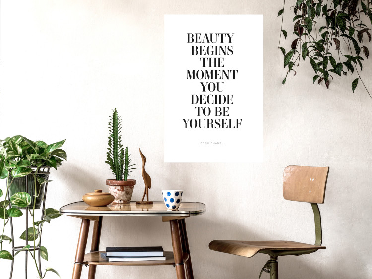 Wall Poster Where Beauty Begins - black English quote on a white background 134216 additionalImage 3