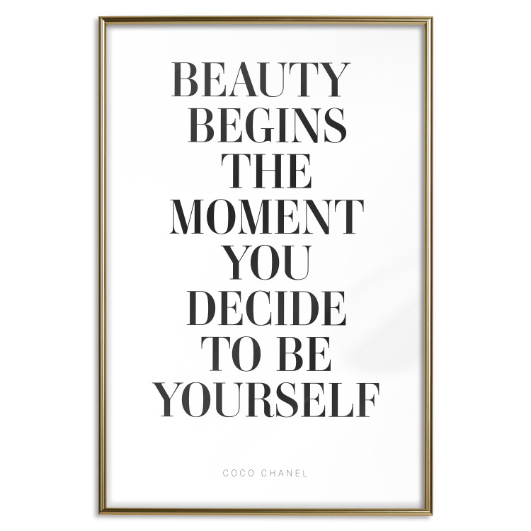 Wall Poster Where Beauty Begins - black English quote on a white background 134216 additionalImage 21