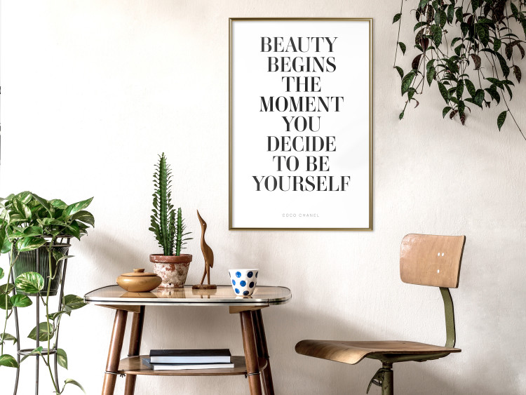 Wall Poster Where Beauty Begins - black English quote on a white background 134216 additionalImage 5