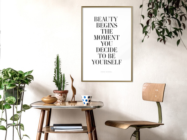 Wall Poster Where Beauty Begins - black English quote on a white background 134216 additionalImage 15