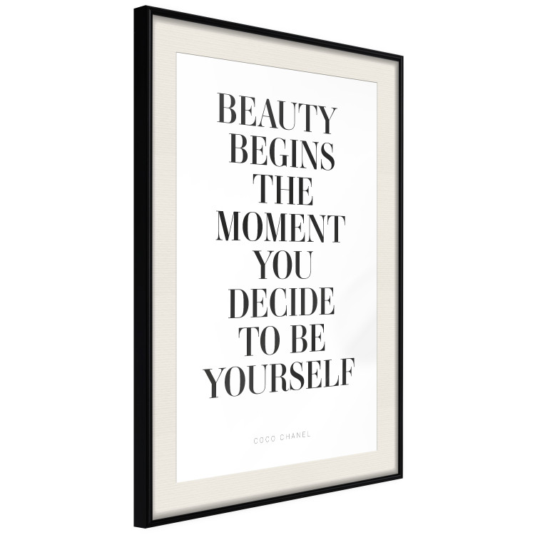 Wall Poster Where Beauty Begins - black English quote on a white background 134216 additionalImage 2