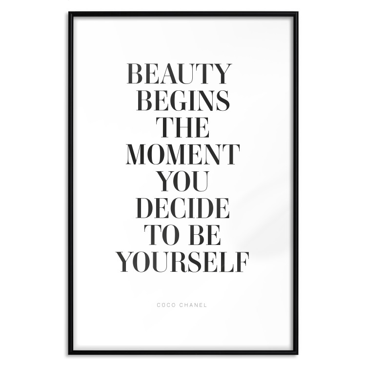 Wall Poster Where Beauty Begins - black English quote on a white background 134216 additionalImage 17