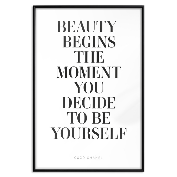 Wall Poster Where Beauty Begins - black English quote on a white background 134216 additionalImage 18