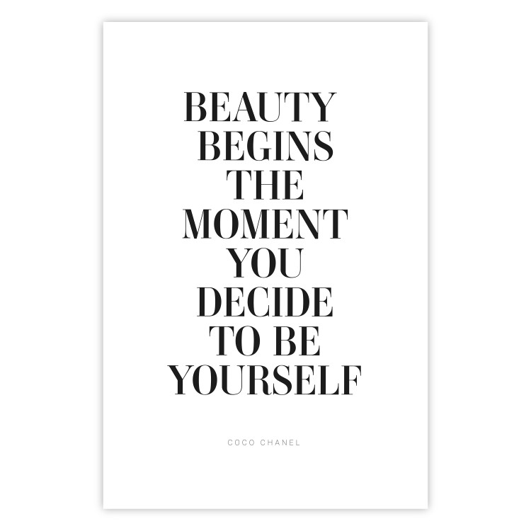 Wall Poster Where Beauty Begins - black English quote on a white background 134216 additionalImage 25