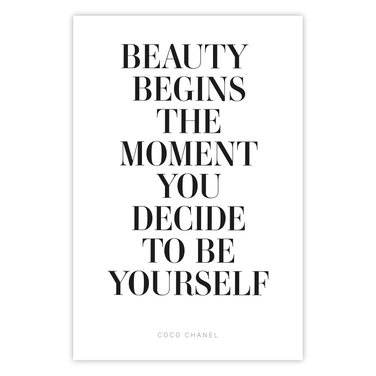 Wall Poster Where Beauty Begins - black English quote on a white background 134216