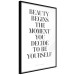 Wall Poster Where Beauty Begins - black English quote on a white background 134216 additionalThumb 13