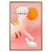Poster Young Tiger - playful animal touching a bird on a red background 135716 additionalThumb 9